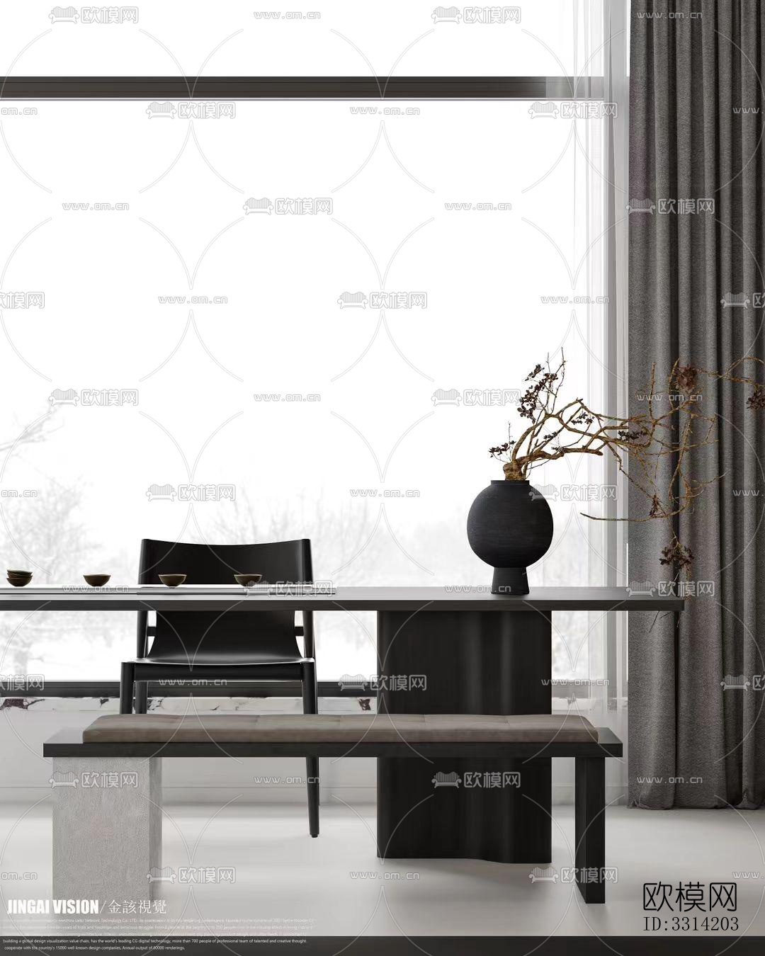 现代客餐厅效果图下载（渲染图7）