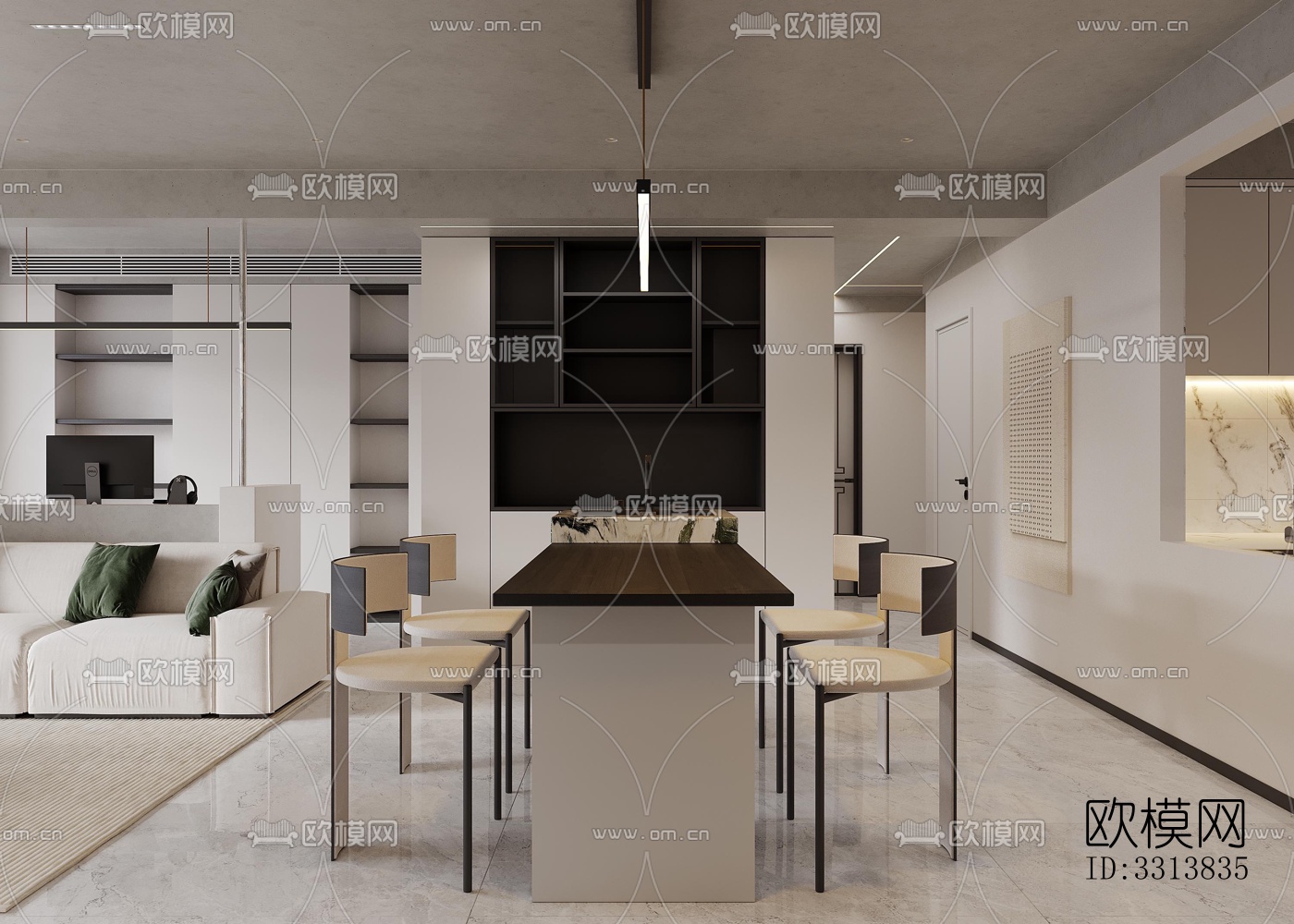 现代客餐厅效果图下载（渲染图6）