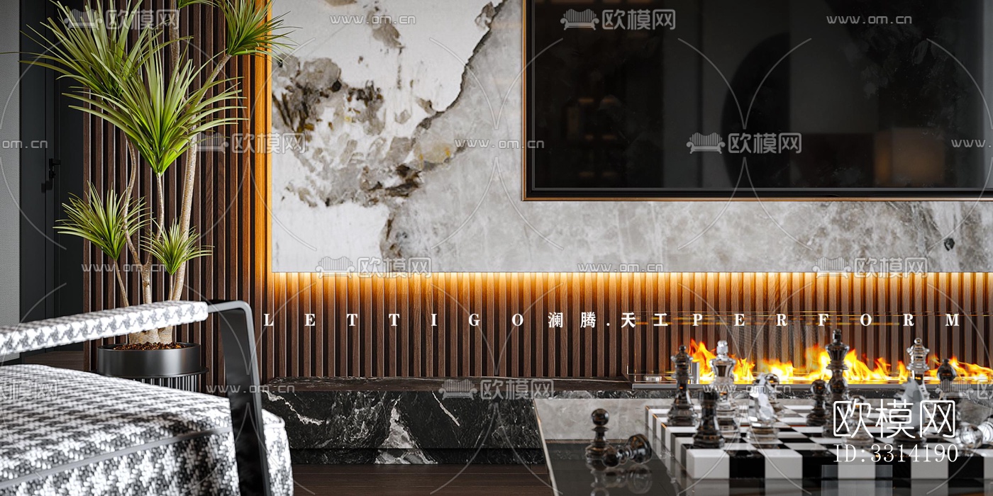 现代客餐厅效果图下载（渲染图9）