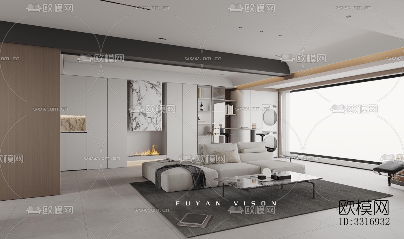 现代客厅效果图下载（渲染图2）