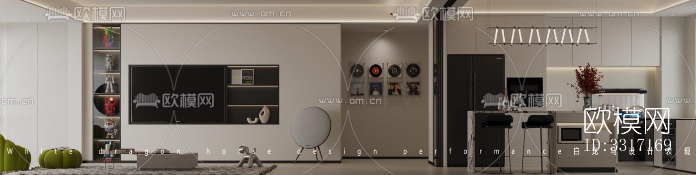 现代客厅效果图下载（渲染图1）