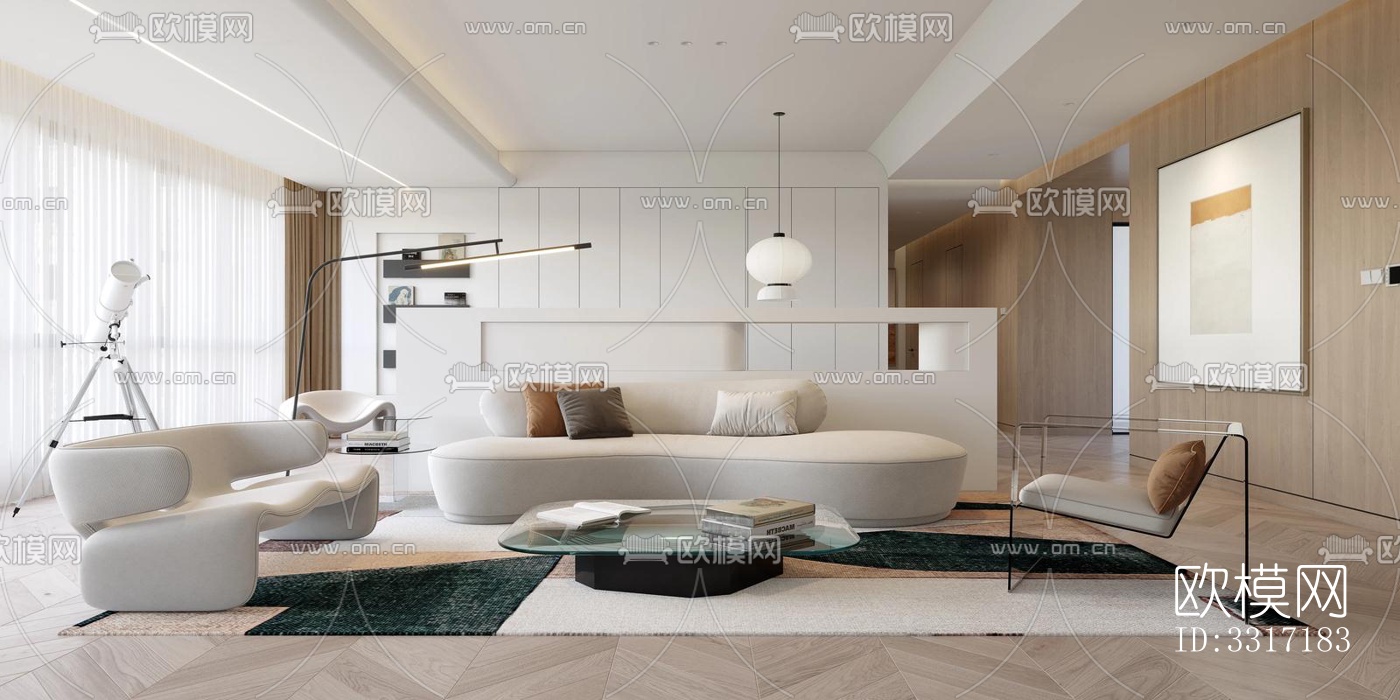 现代客厅效果图下载（渲染图10）