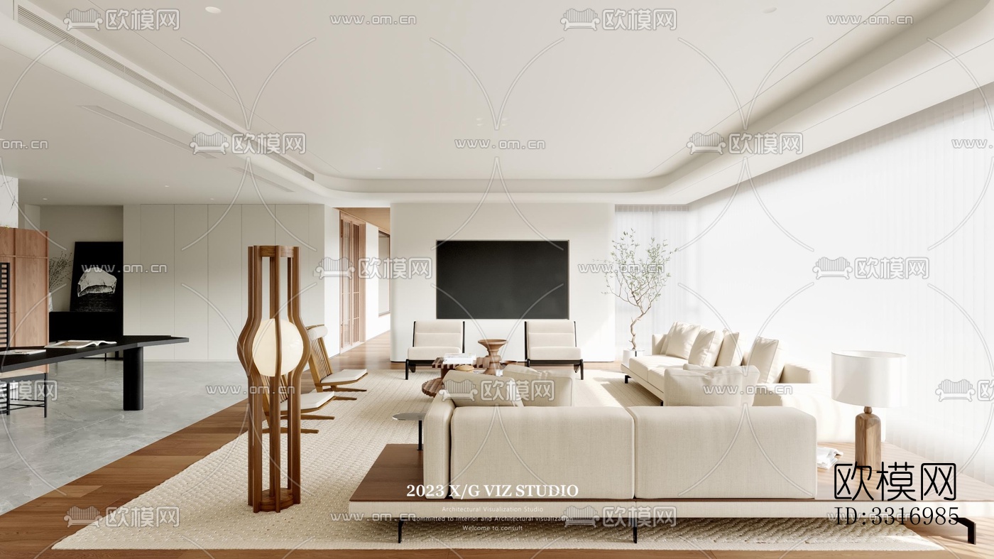 现代客厅效果图下载（渲染图4）