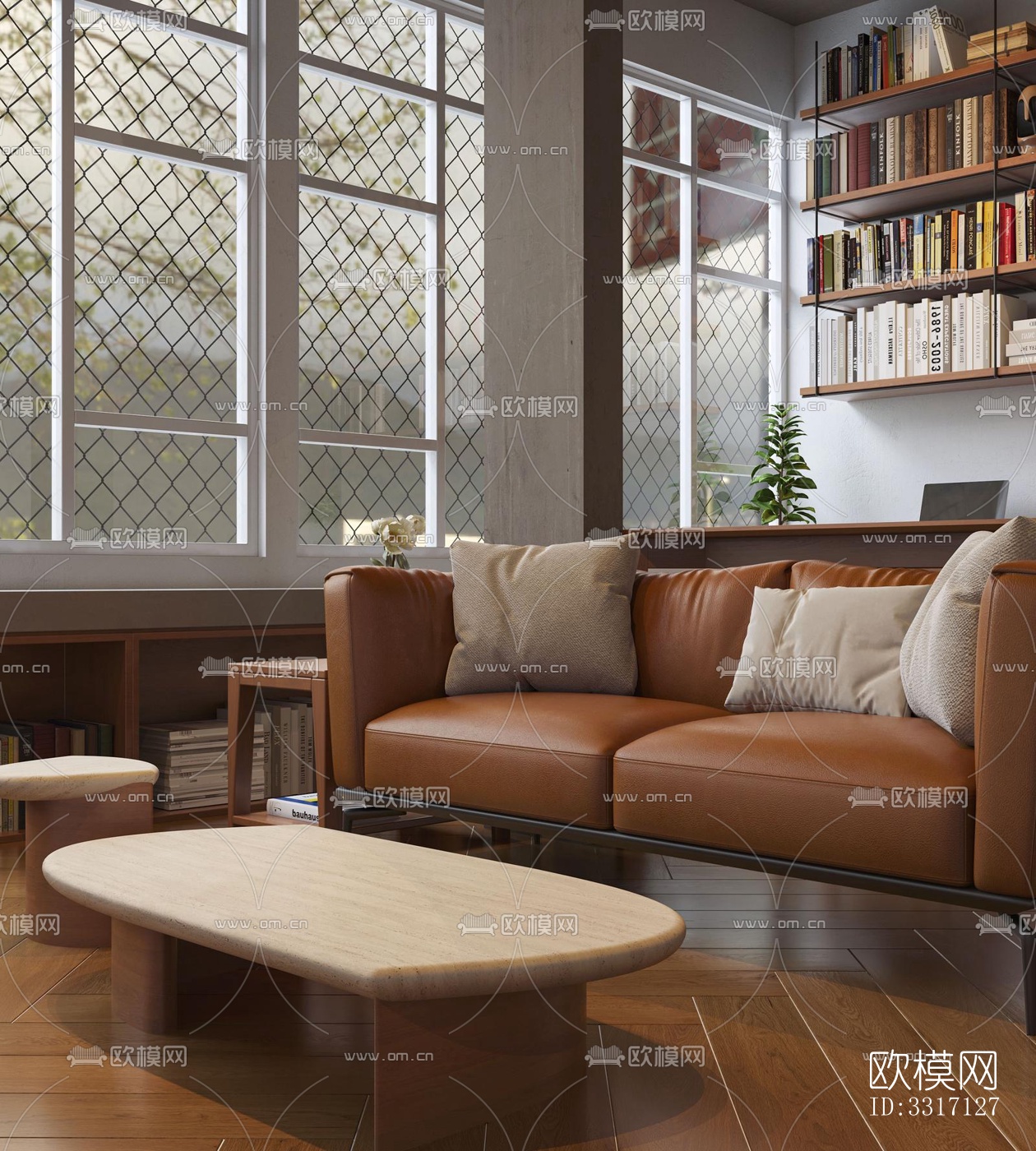 现代客厅效果图下载（渲染图4）