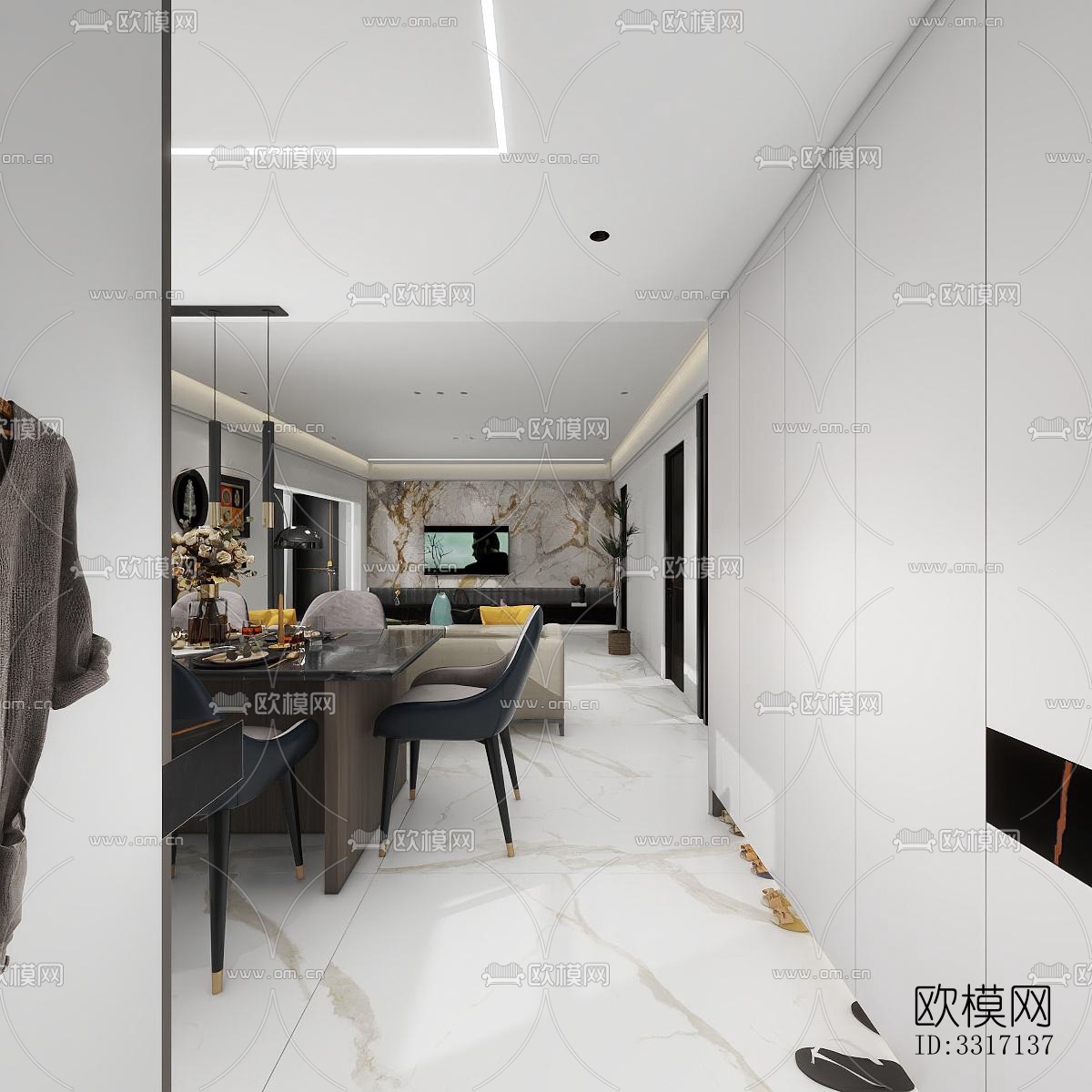 现代客厅效果图下载（渲染图3）