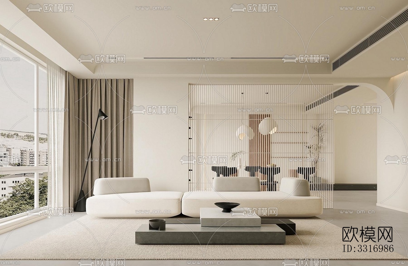 现代客厅效果图下载（渲染图3）