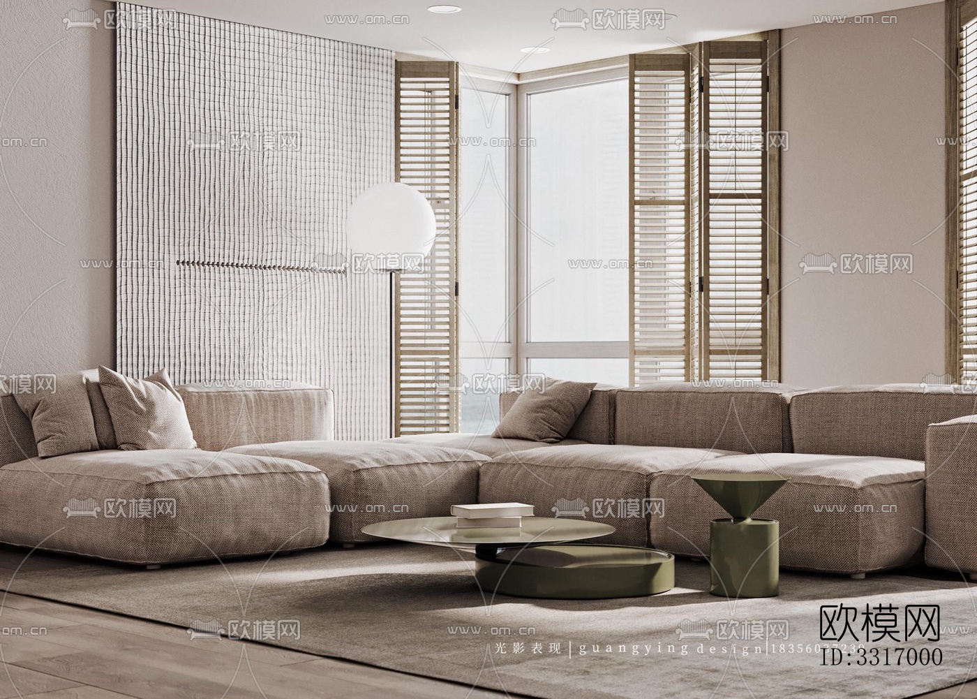 现代客厅效果图下载（渲染图1）