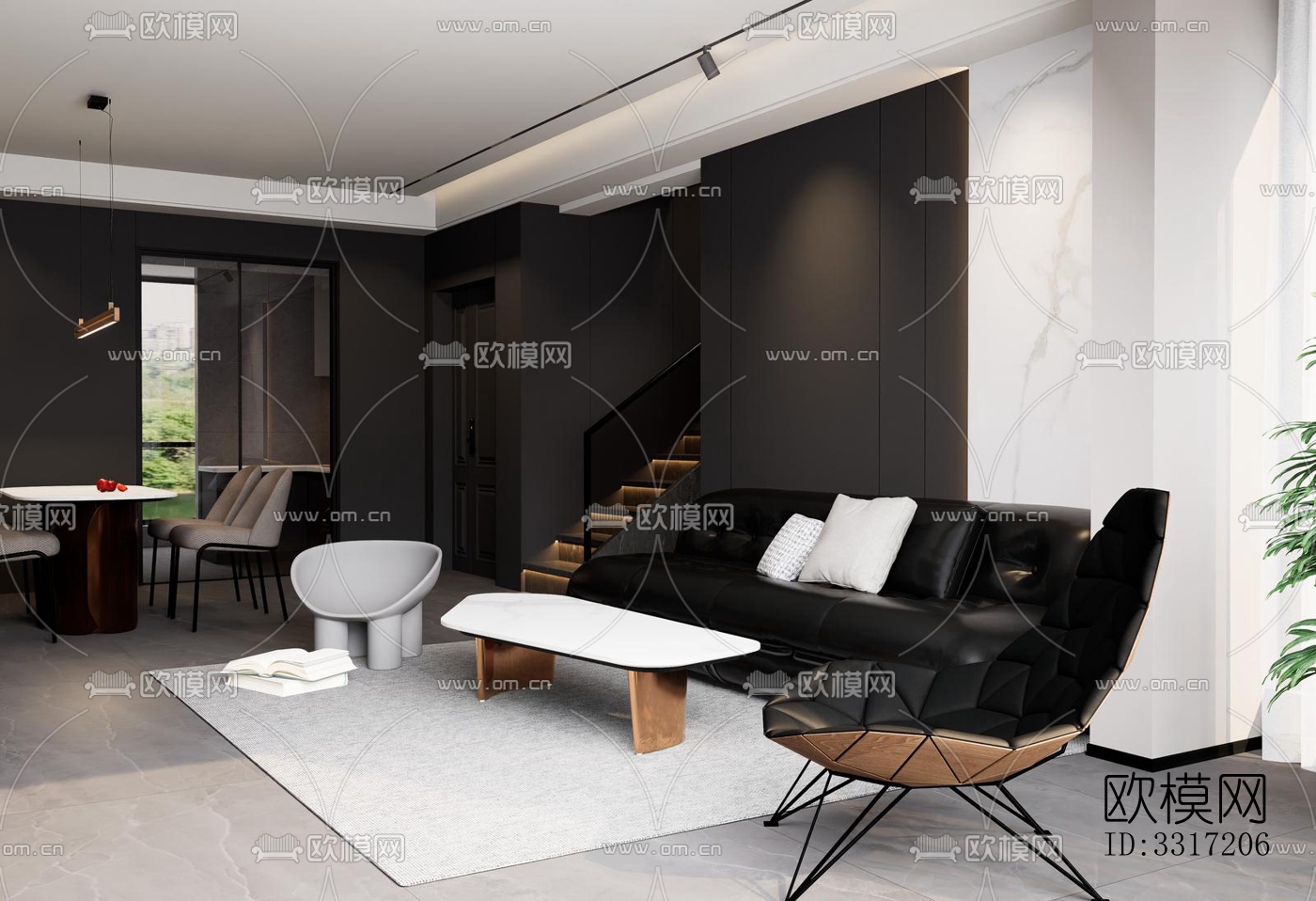 现代客厅效果图下载（渲染图2）