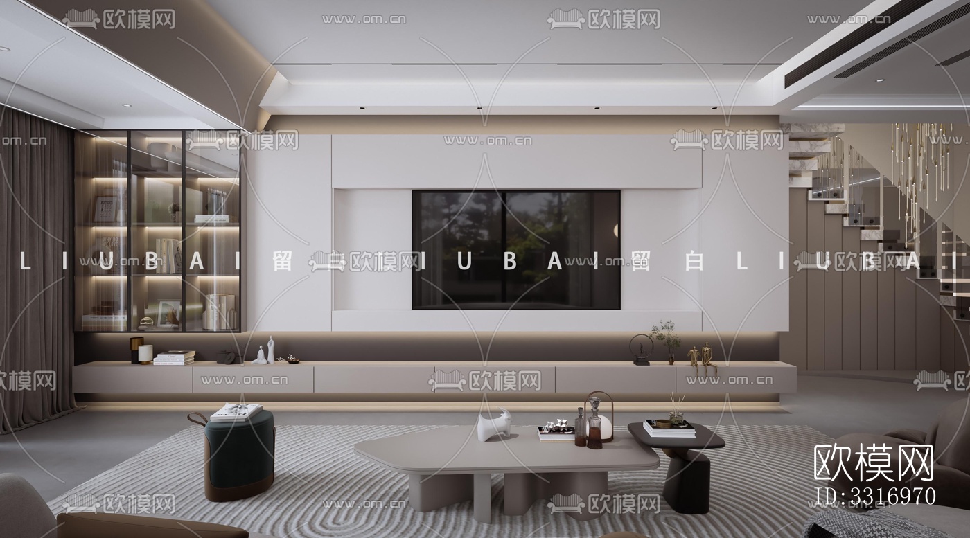 现代客厅效果图下载（渲染图2）