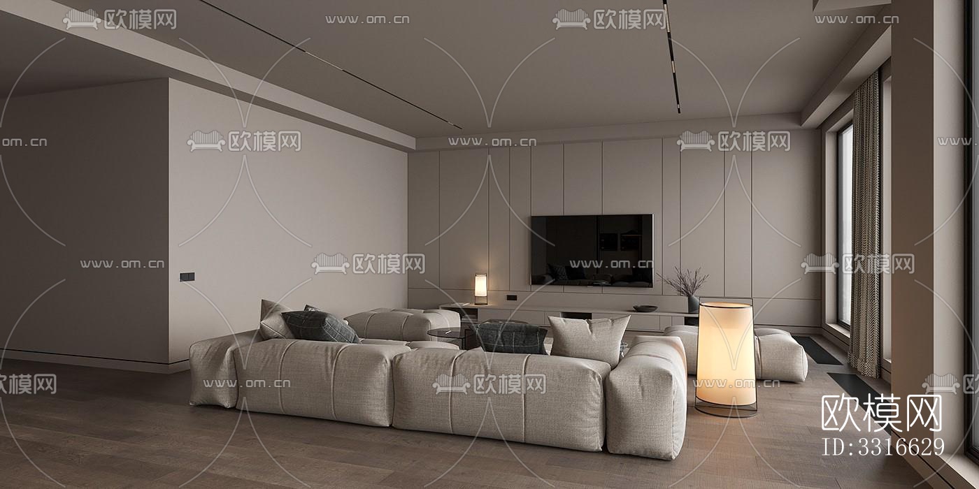 现代客厅效果图下载（渲染图9）