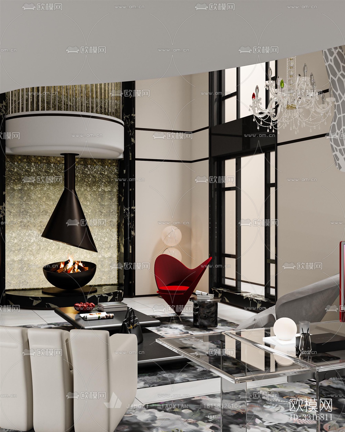 现代客厅效果图下载（渲染图6）