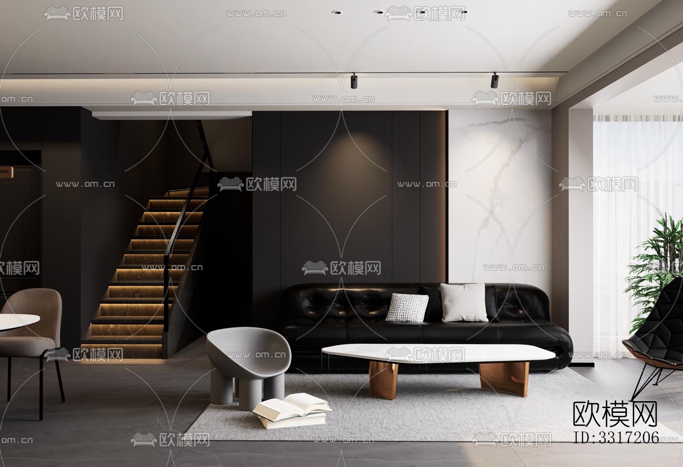 现代客厅效果图下载（渲染图3）