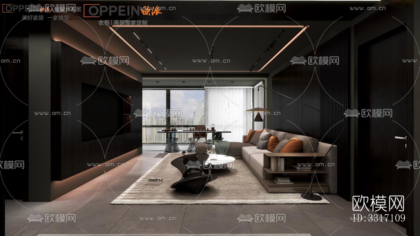 现代客厅效果图下载（渲染图1）