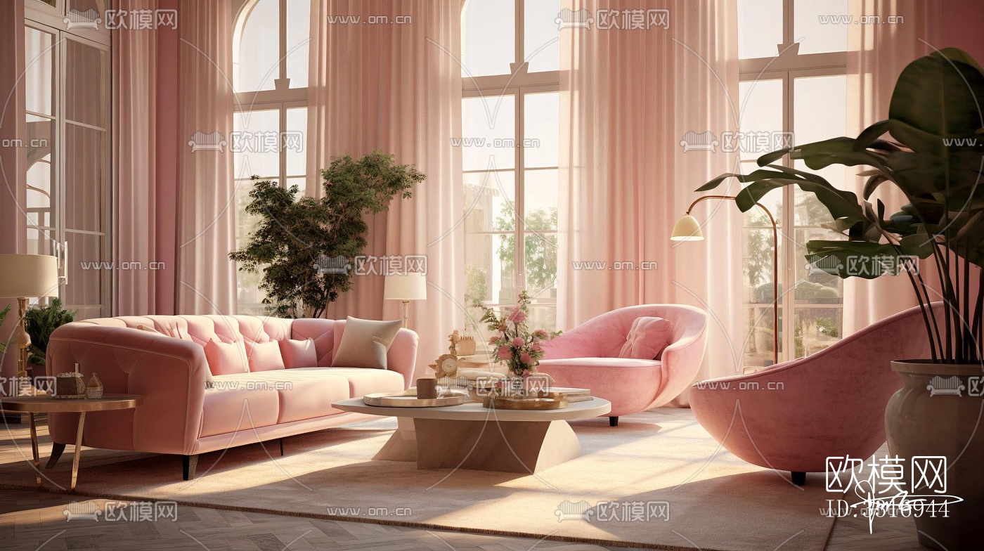 现代客厅效果图下载（渲染图2）