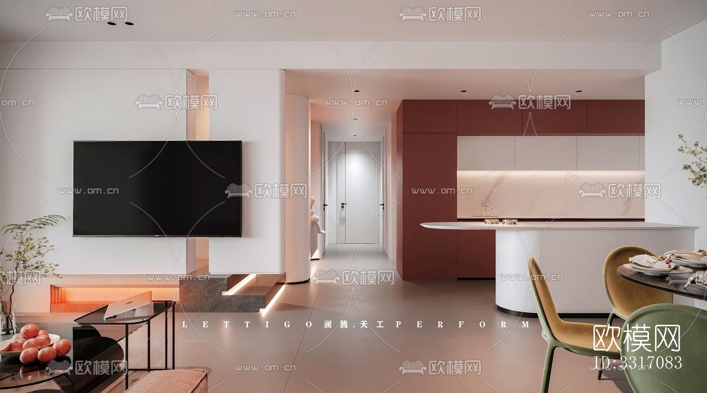 现代客厅效果图下载（渲染图4）