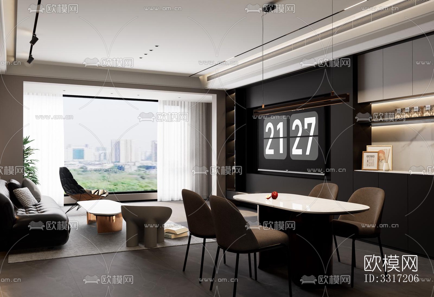 现代客厅效果图下载（渲染图1）