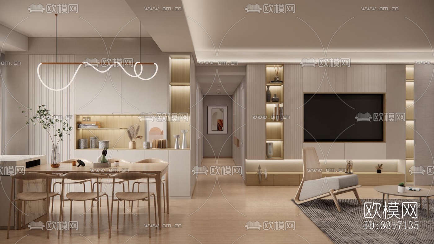 现代客厅效果图下载（渲染图1）