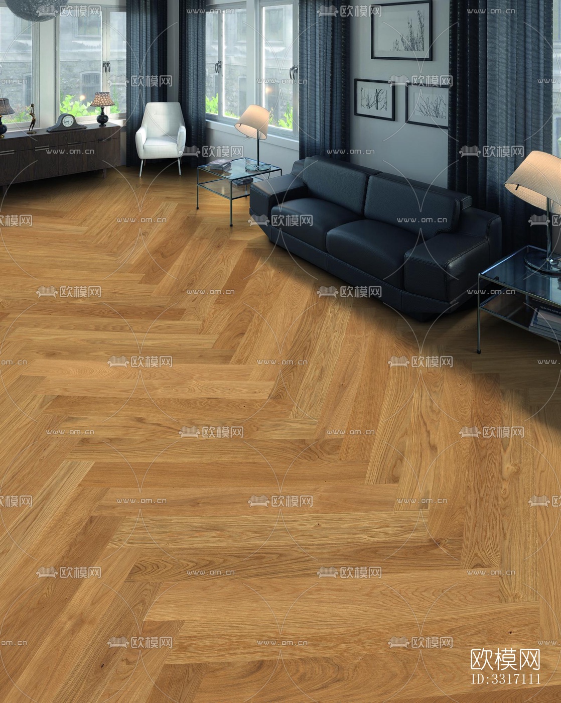 现代客厅效果图下载（渲染图4）