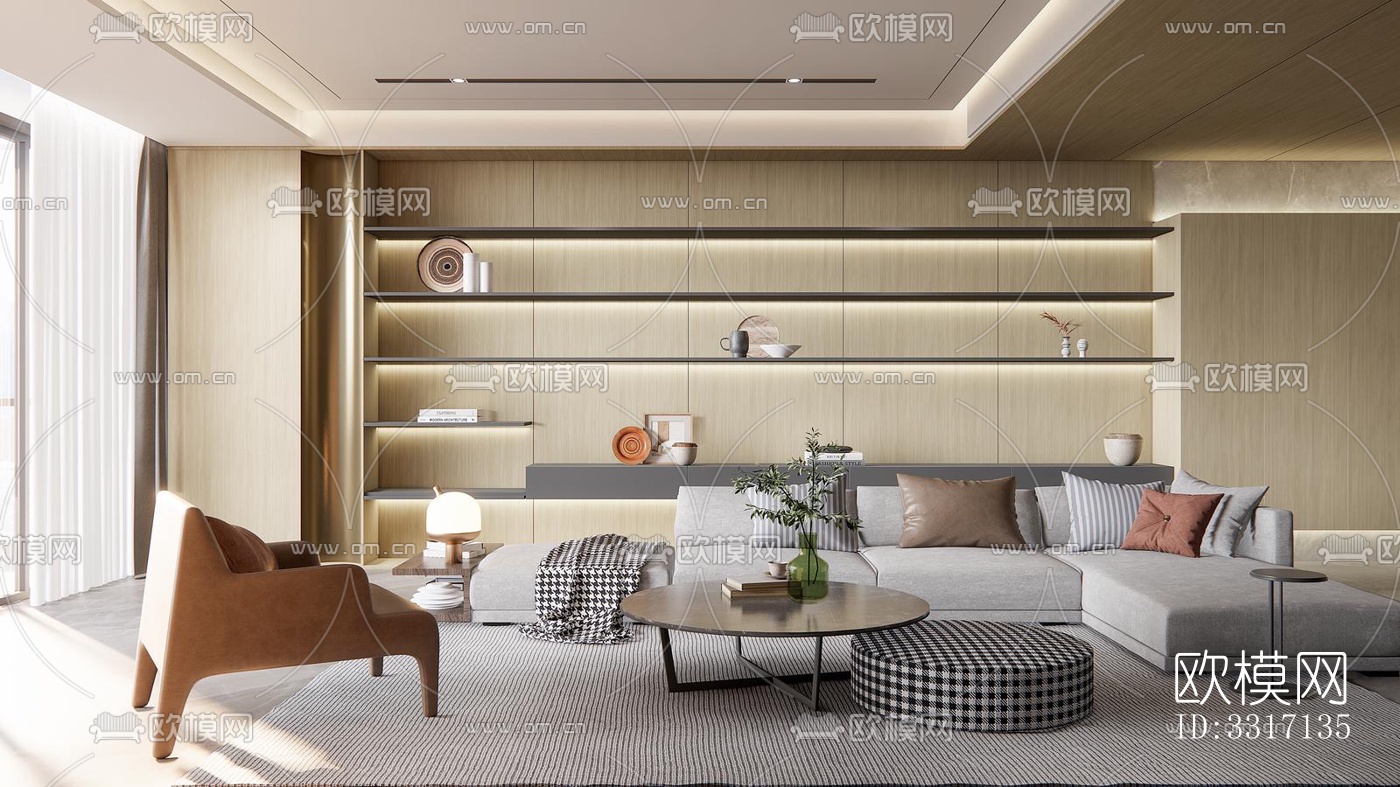 现代客厅效果图下载（渲染图6）