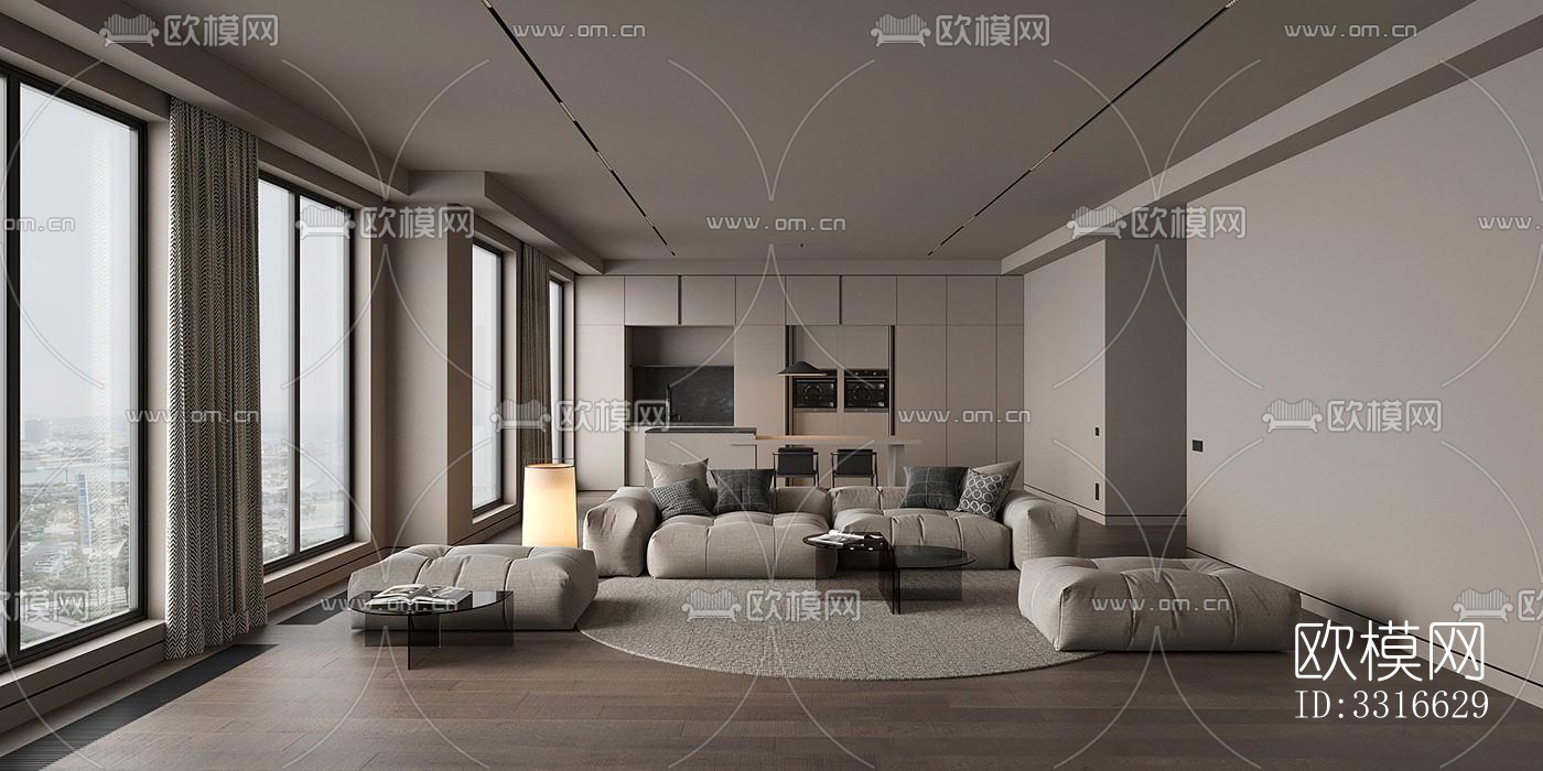 现代客厅效果图下载（渲染图6）