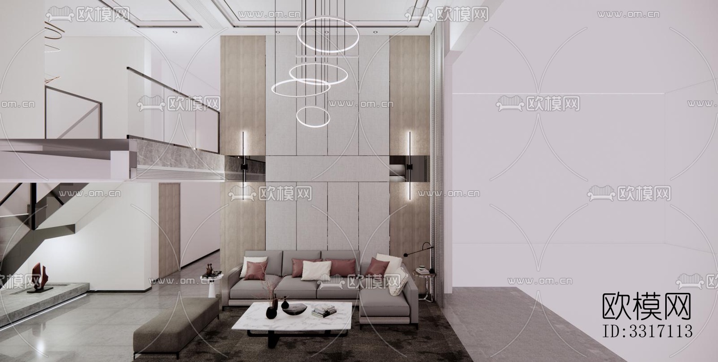 现代客厅效果图下载（渲染图5）