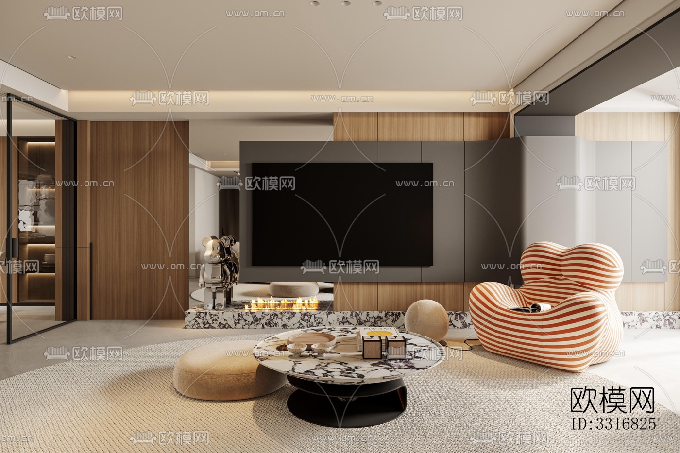 现代客厅效果图下载（渲染图3）