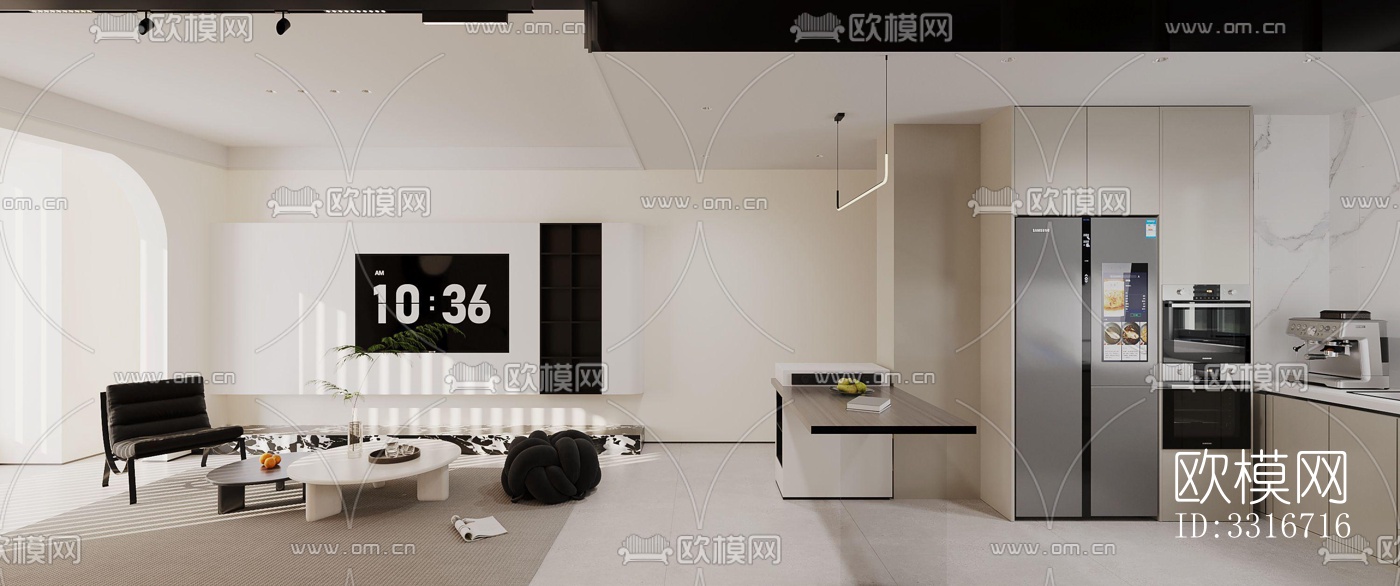 现代客厅效果图下载（渲染图1）