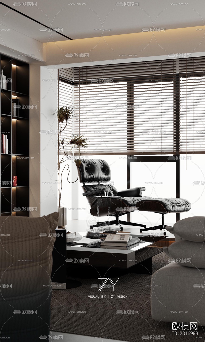 现代客厅效果图下载（渲染图4）