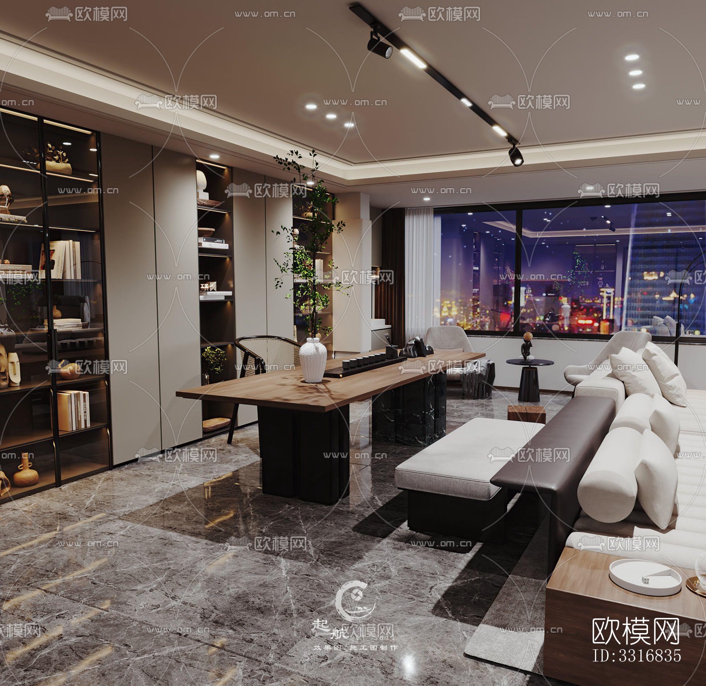 现代客厅效果图下载（渲染图8）