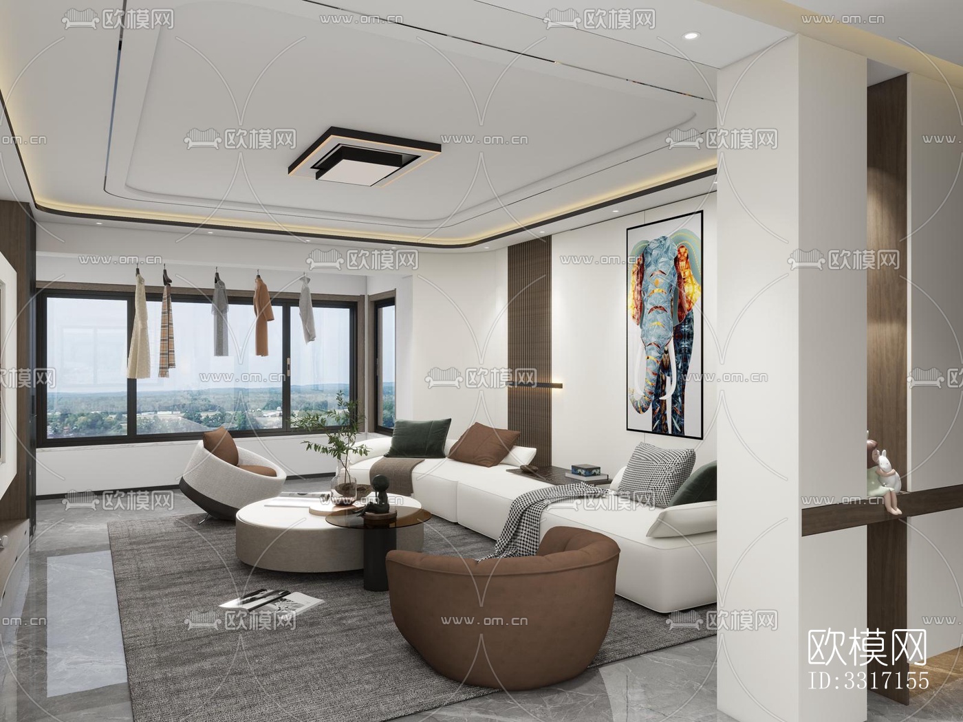 现代客厅效果图下载（渲染图7）