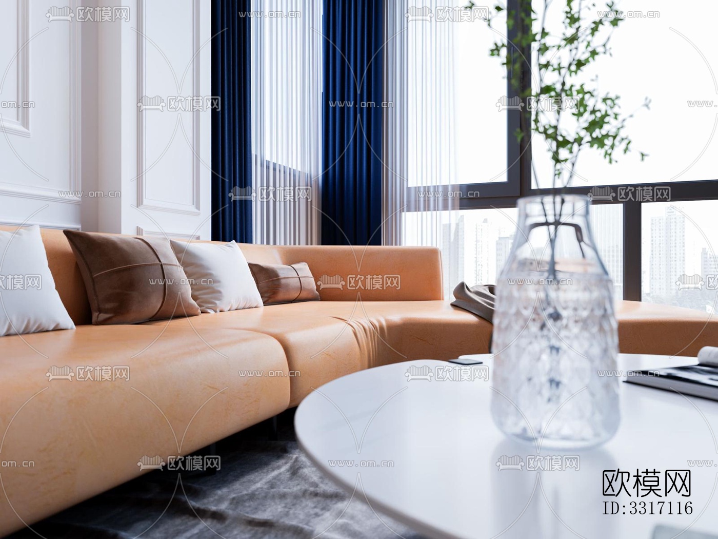 现代客厅效果图下载（渲染图2）