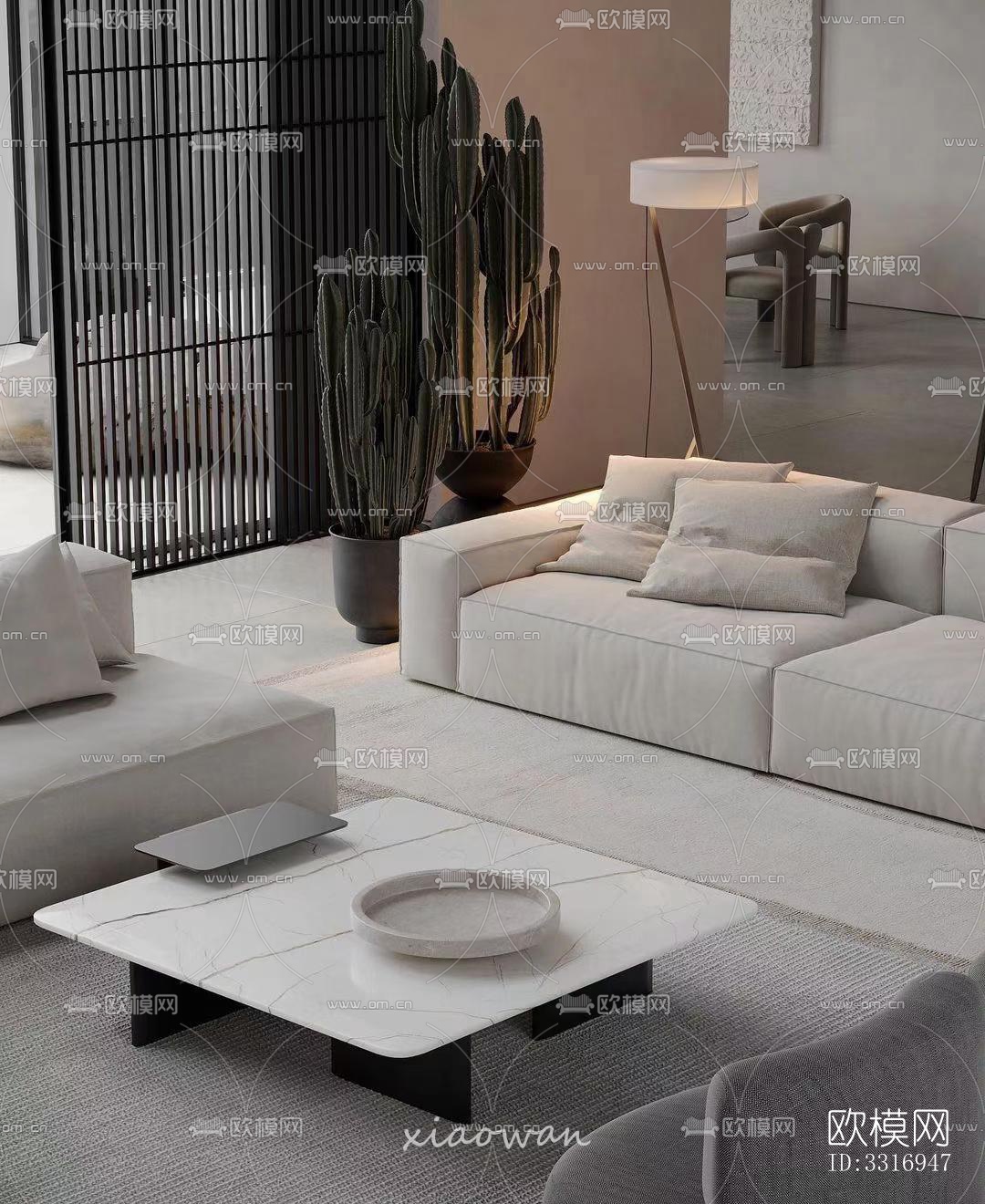 现代客厅效果图下载（渲染图7）