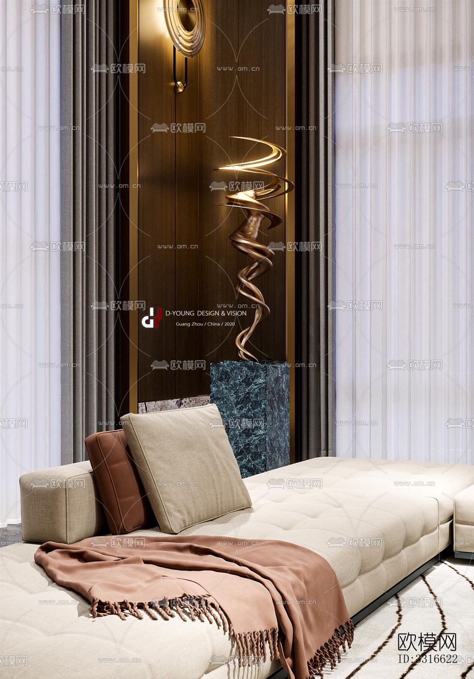 现代客厅效果图下载（渲染图5）