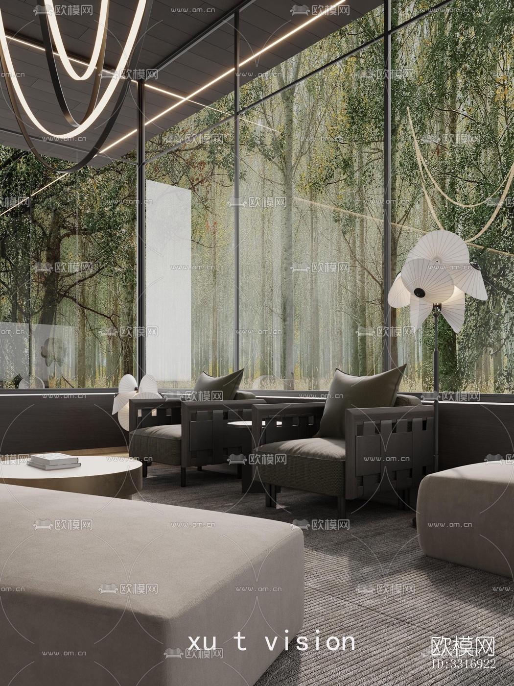 现代客厅效果图下载（渲染图3）