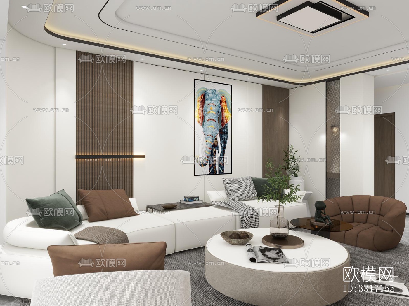 现代客厅效果图下载（渲染图8）