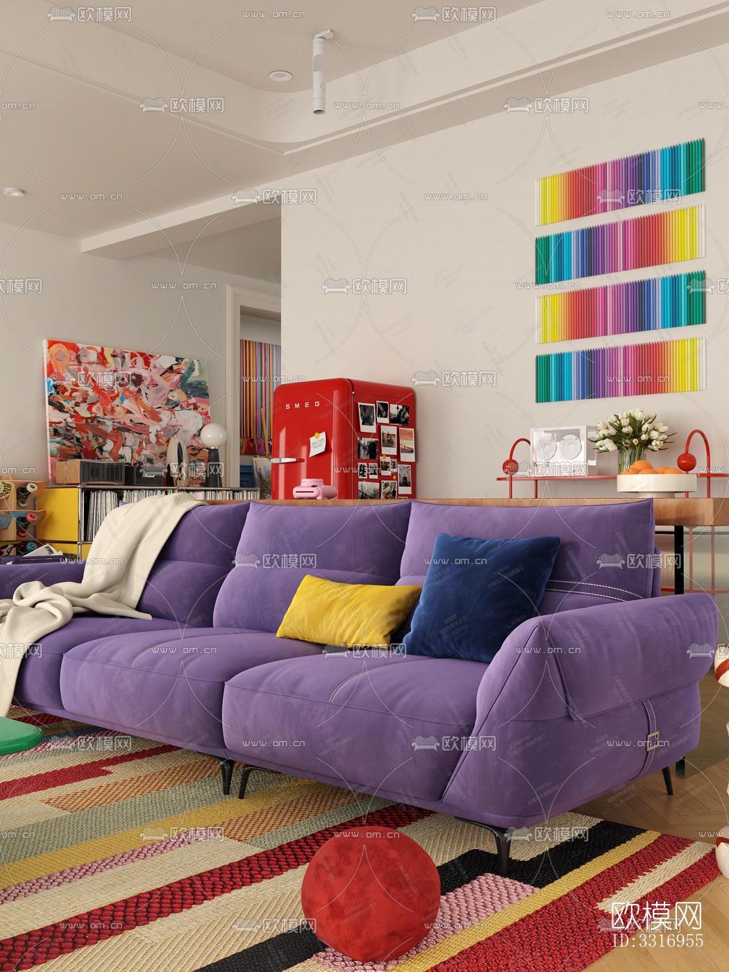 现代客厅效果图下载（渲染图3）