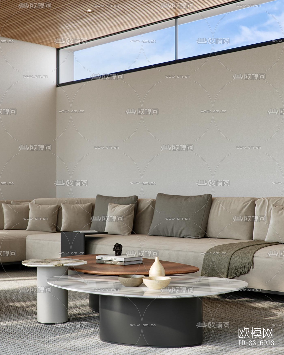 现代客厅效果图下载（渲染图4）