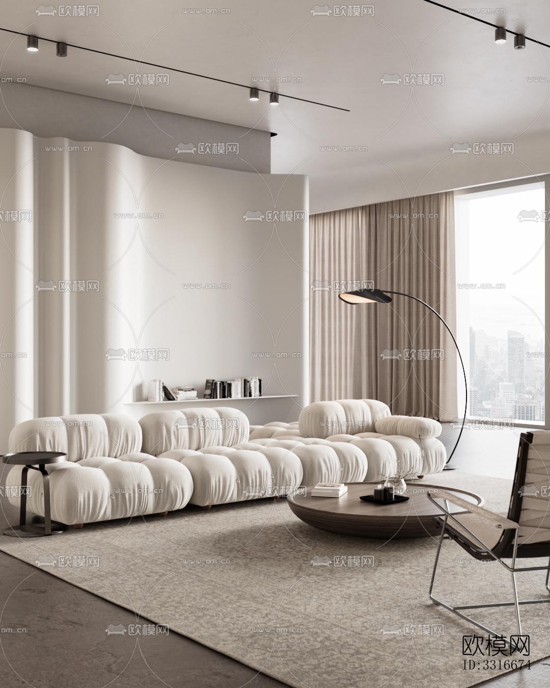 现代客厅效果图下载（渲染图4）