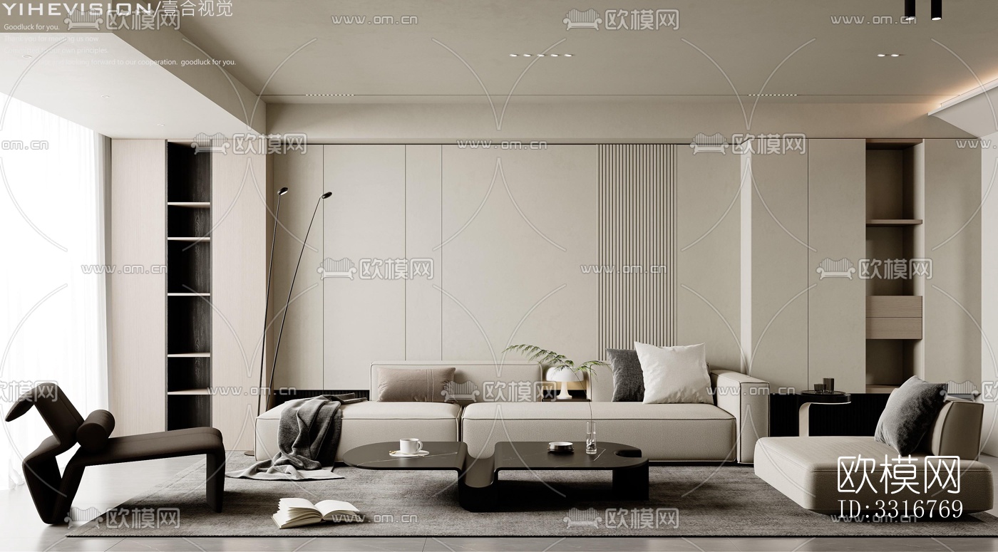 现代客厅效果图下载（渲染图1）