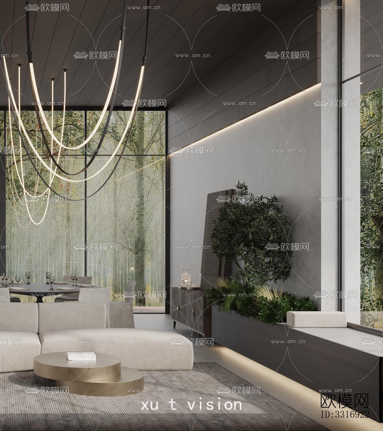 现代客厅效果图下载（渲染图12）