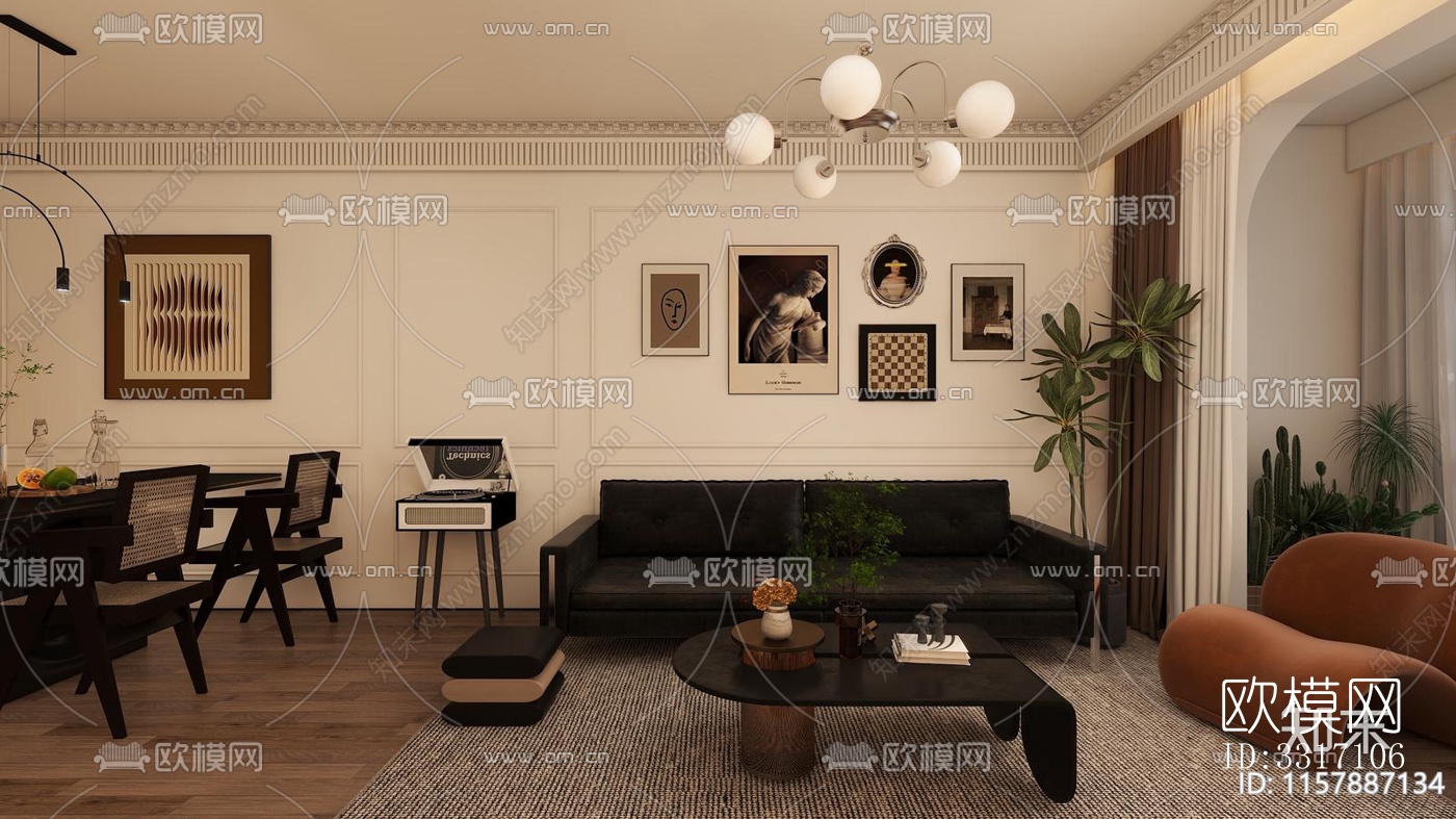 现代客厅效果图下载（渲染图3）