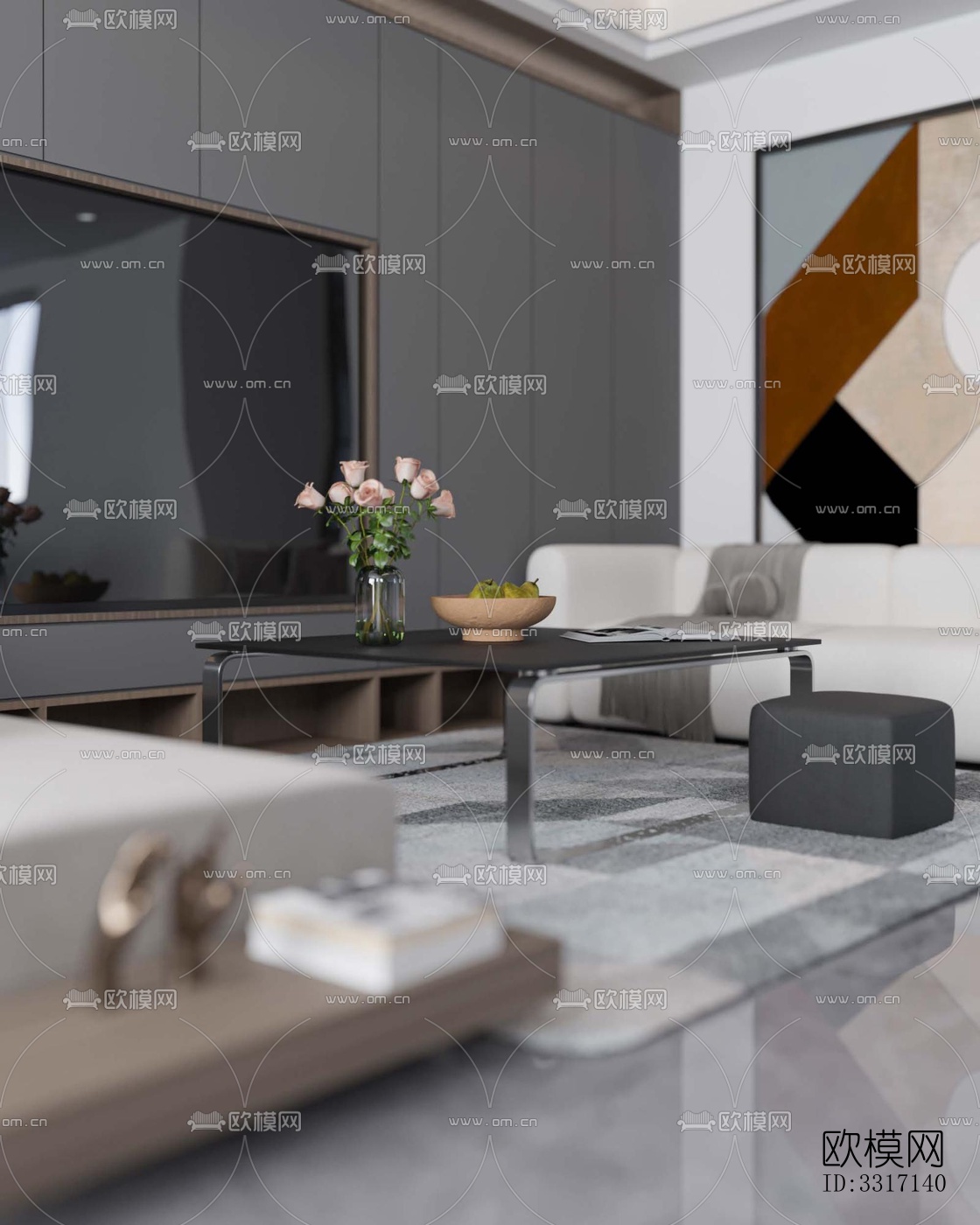 现代客厅效果图下载（渲染图3）