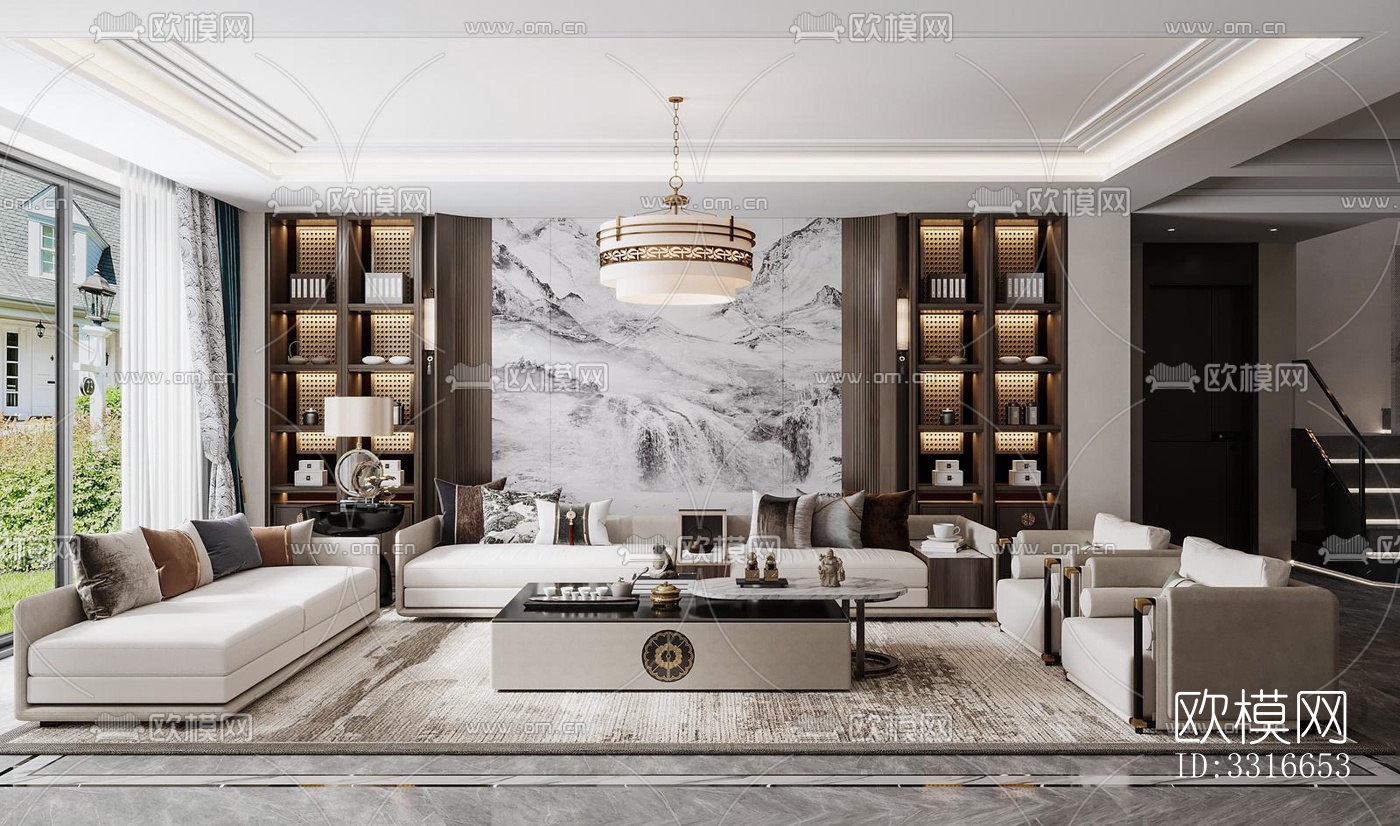 现代客厅效果图下载（渲染图5）