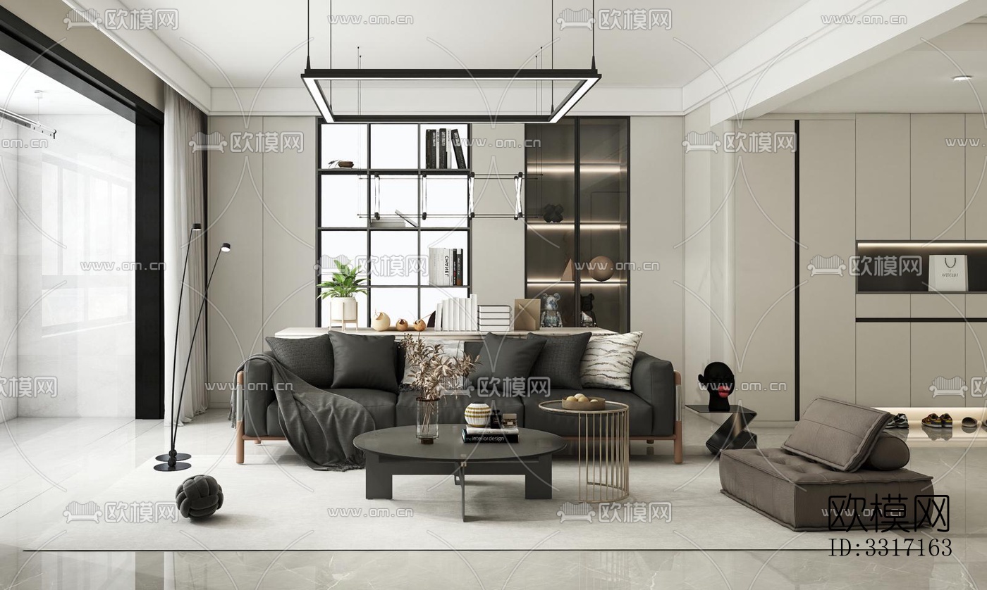 现代客厅效果图下载（渲染图2）