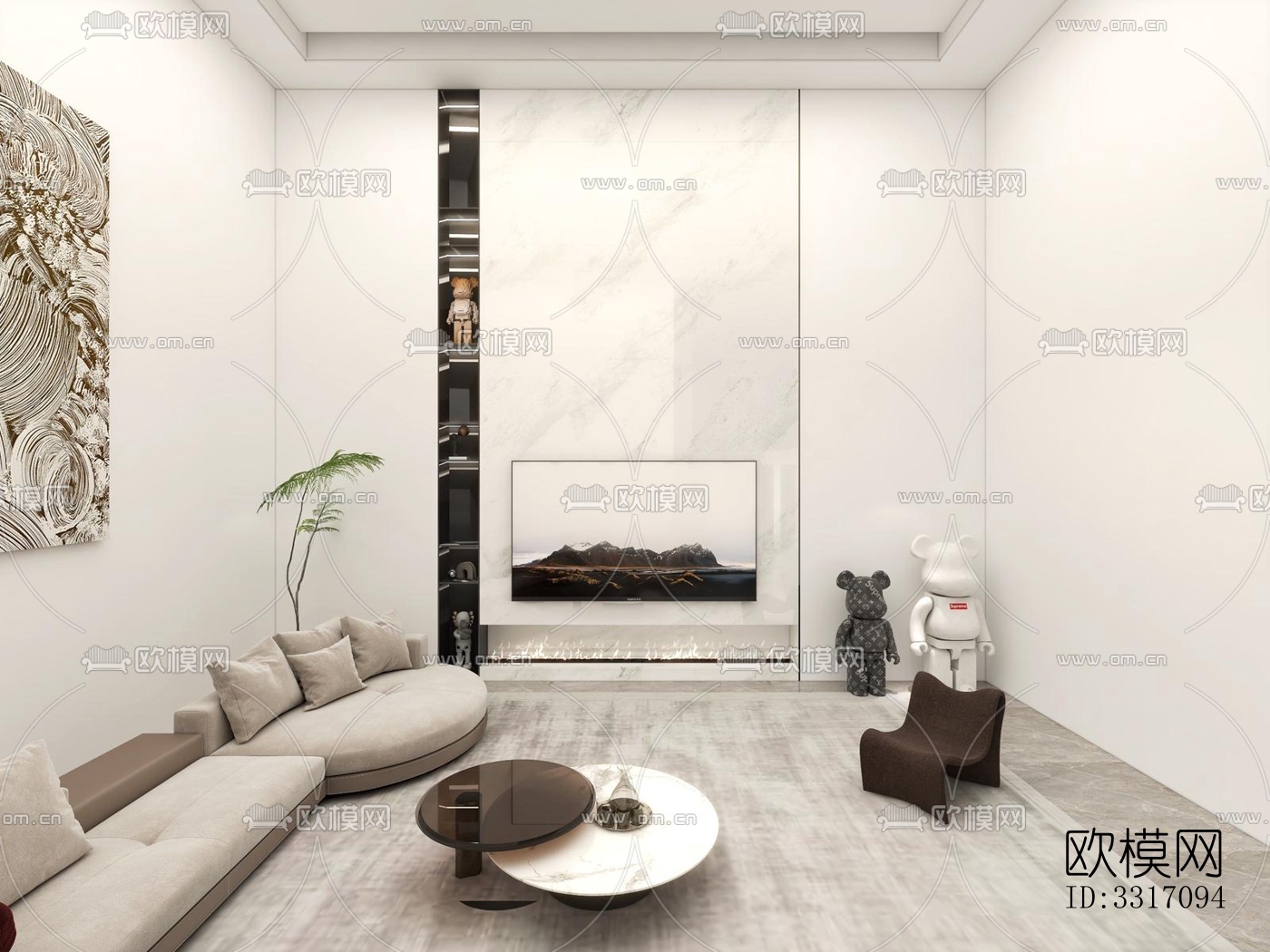 现代客厅效果图下载（渲染图4）