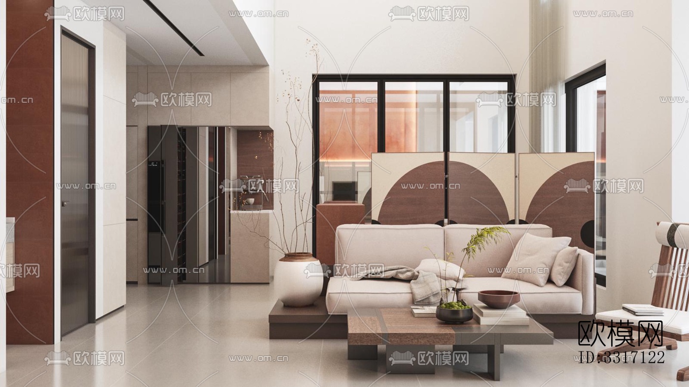 现代客厅效果图下载（渲染图3）