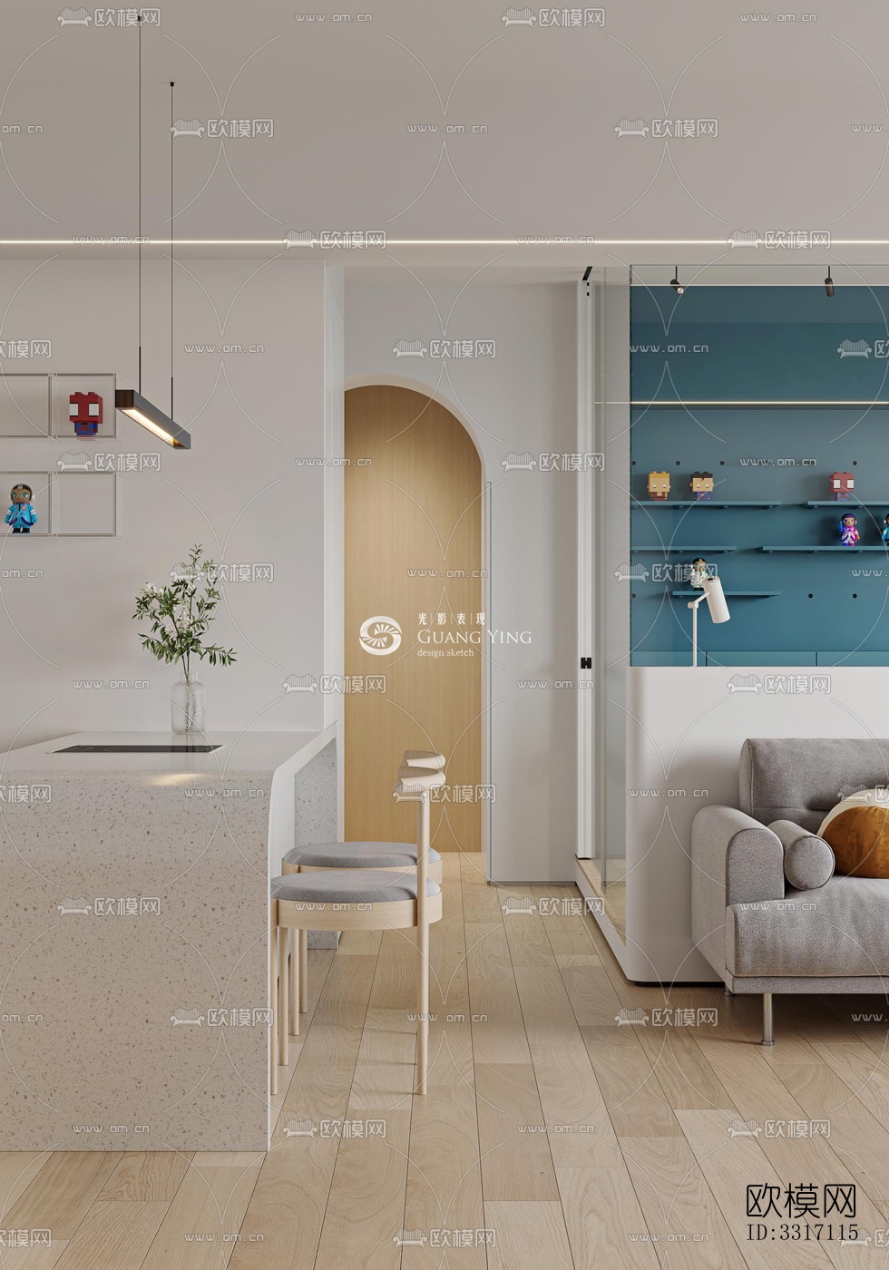 现代客厅效果图下载（渲染图7）