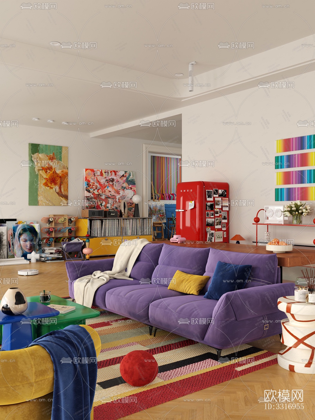 现代客厅效果图下载（渲染图1）