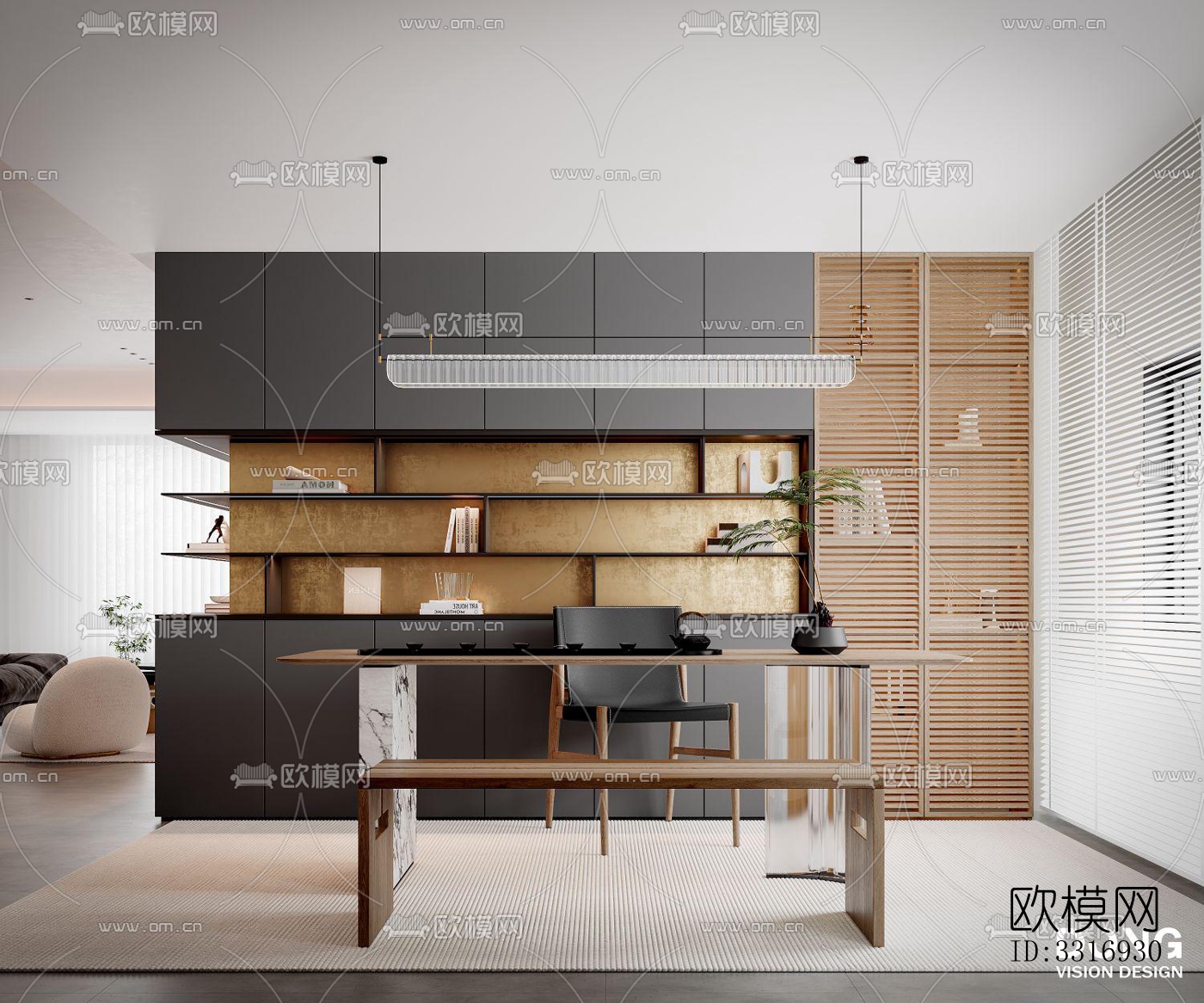 现代客厅效果图下载（渲染图3）