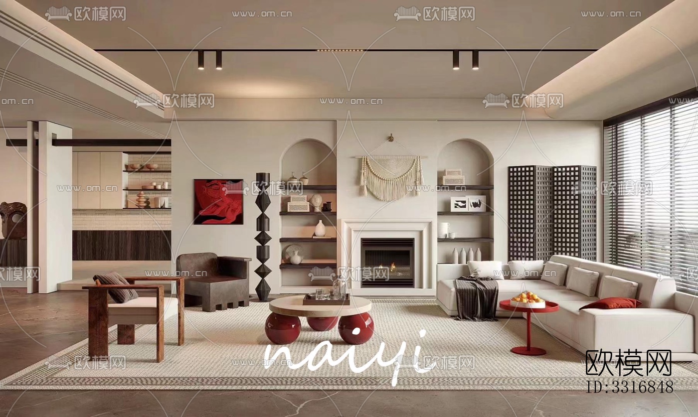 现代客厅效果图下载（渲染图3）